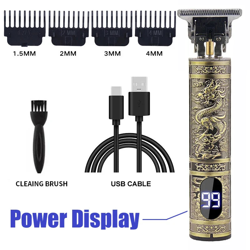 Professional Hair Clipper Beard Trimmer USB Rechargeable Barber Shaver