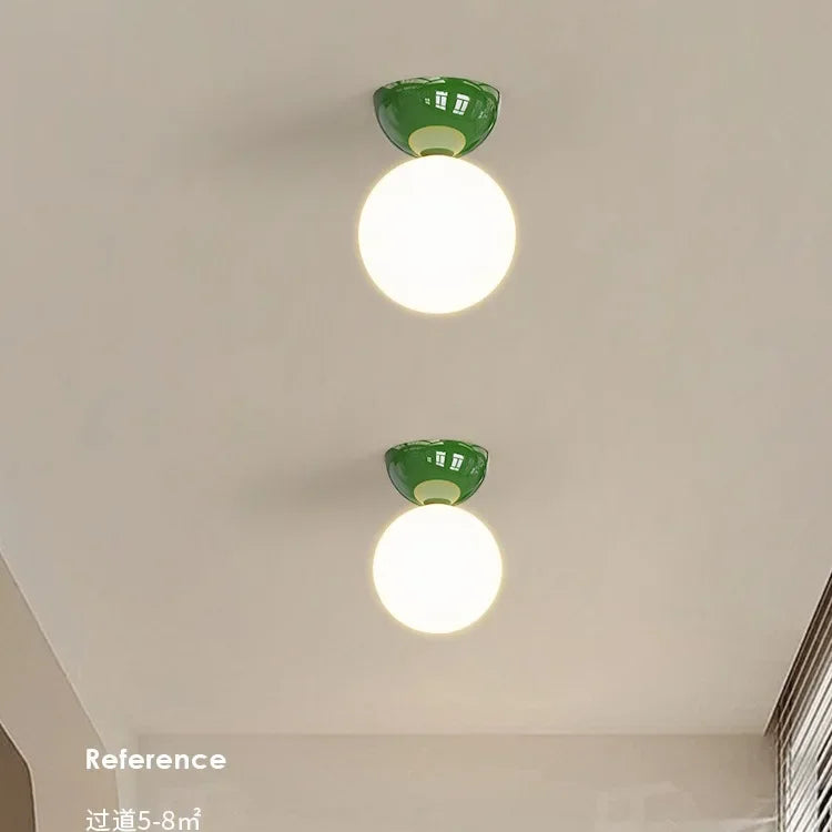 Bauhaus Dome Ceiling Light Cream Flush Mount Lamp for Hallway Balcony Entryway