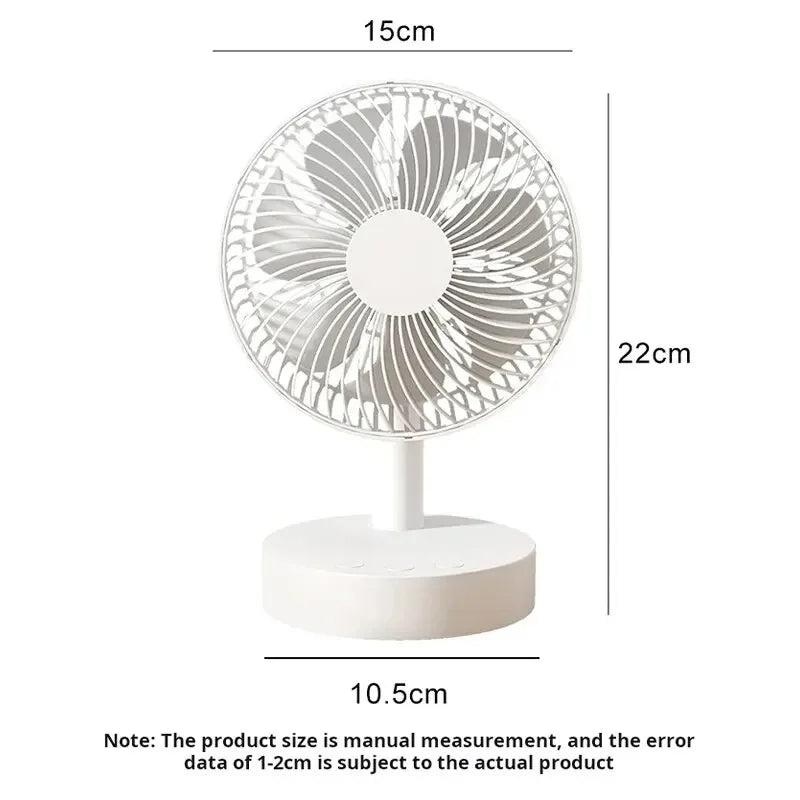 Cooling Breeze | Portable Fan with Rechargeable Battery & 4-Speed Control | Compact Design for Personal Comfort
