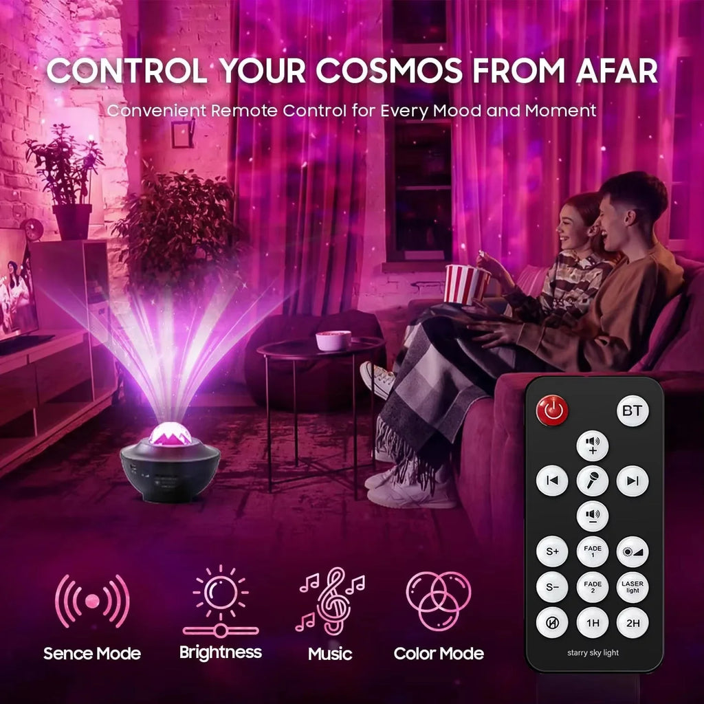 Galaxy Projector Starry Sky Night Light with Ocean Wave Music Remote USB for Kids
