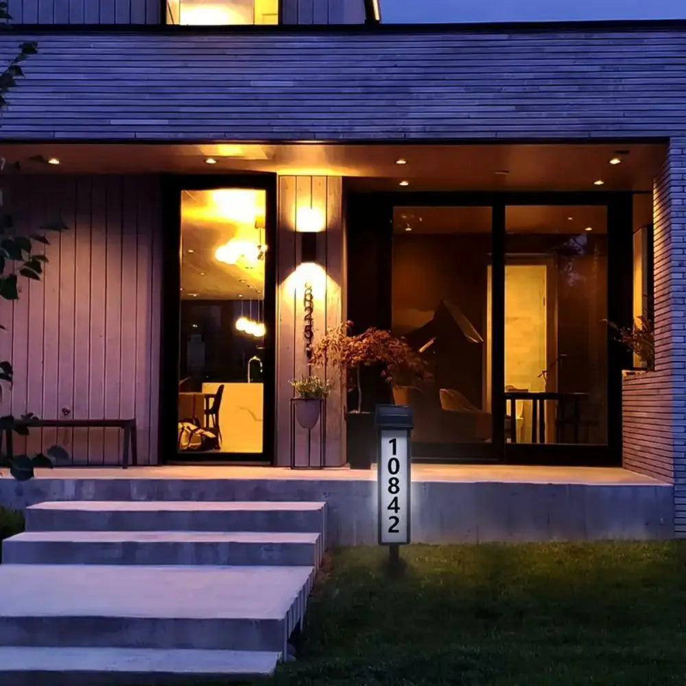 Solar House Number Light LED Address Sign with Stake Outdoor Solar Powered Home