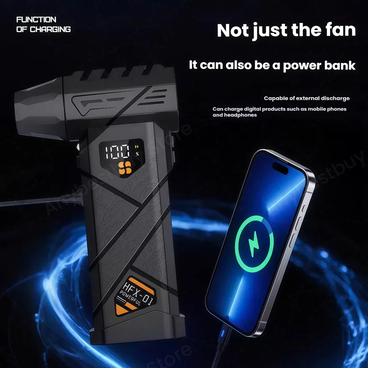 Wireless Air Blower – HFX-01 Turbo Compressed Duster with Strong Airflow & Power Bank