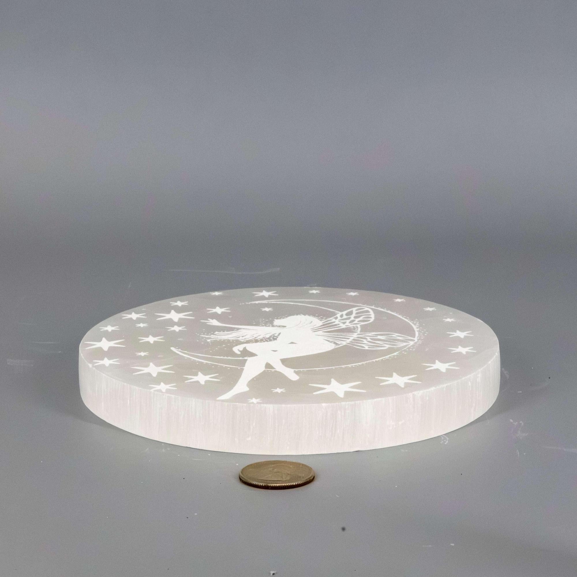 Selenite Crystal Forest Fairy Charging Plate Carved