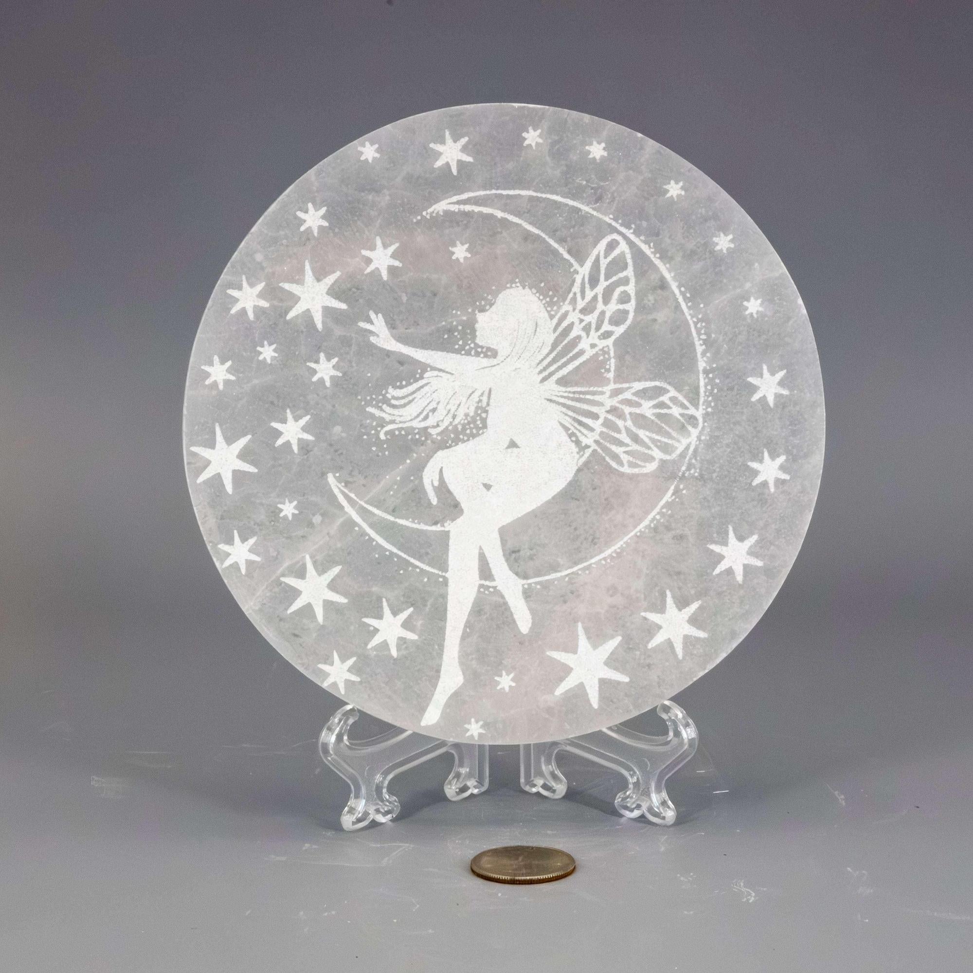 Selenite Crystal Forest Fairy Charging Plate Carved