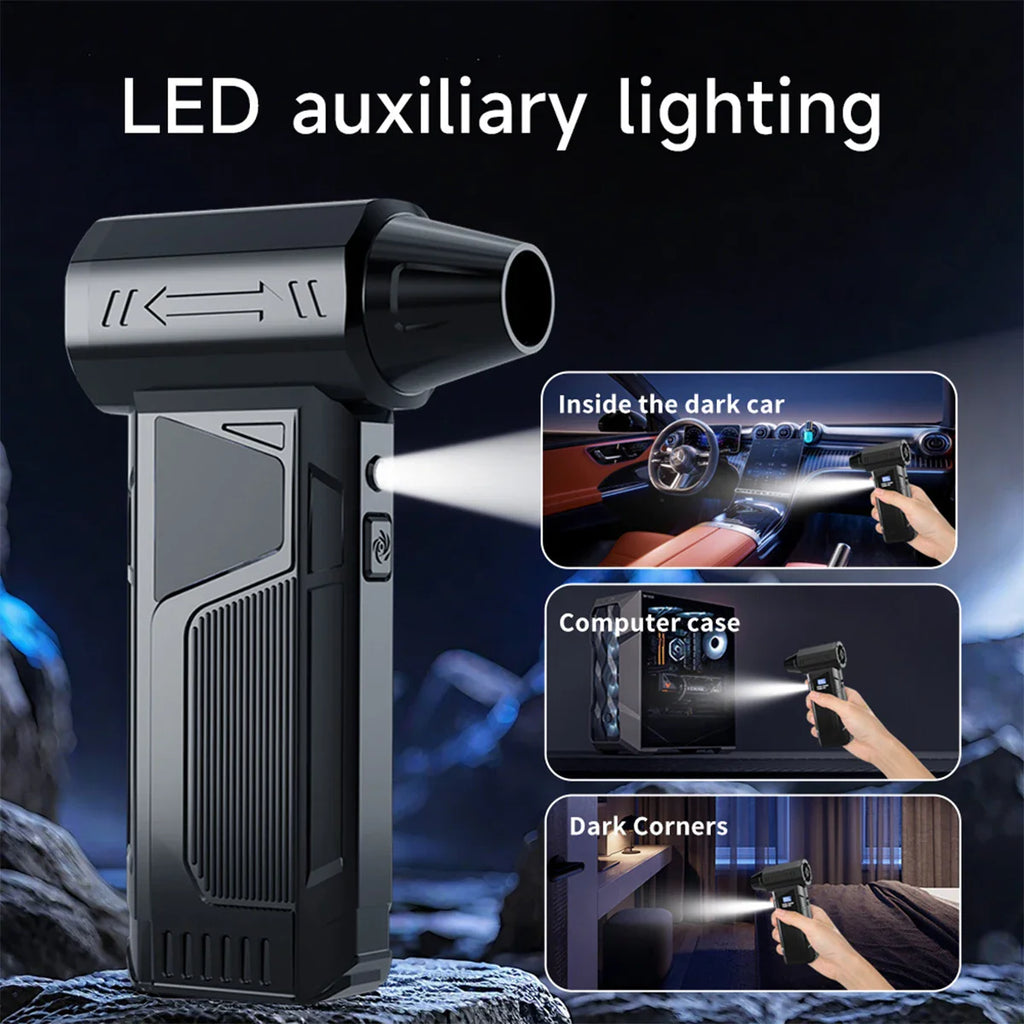Wireless Turbo Air Blower 2025 – Brushless Jet Fan with LED Display for Car Cleaning