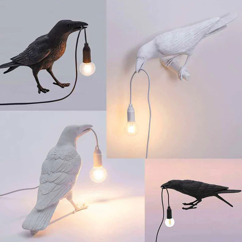 Crow Bird Wall Lamp – Resin Bedside Night Light for Bedroom & Living Room Decor