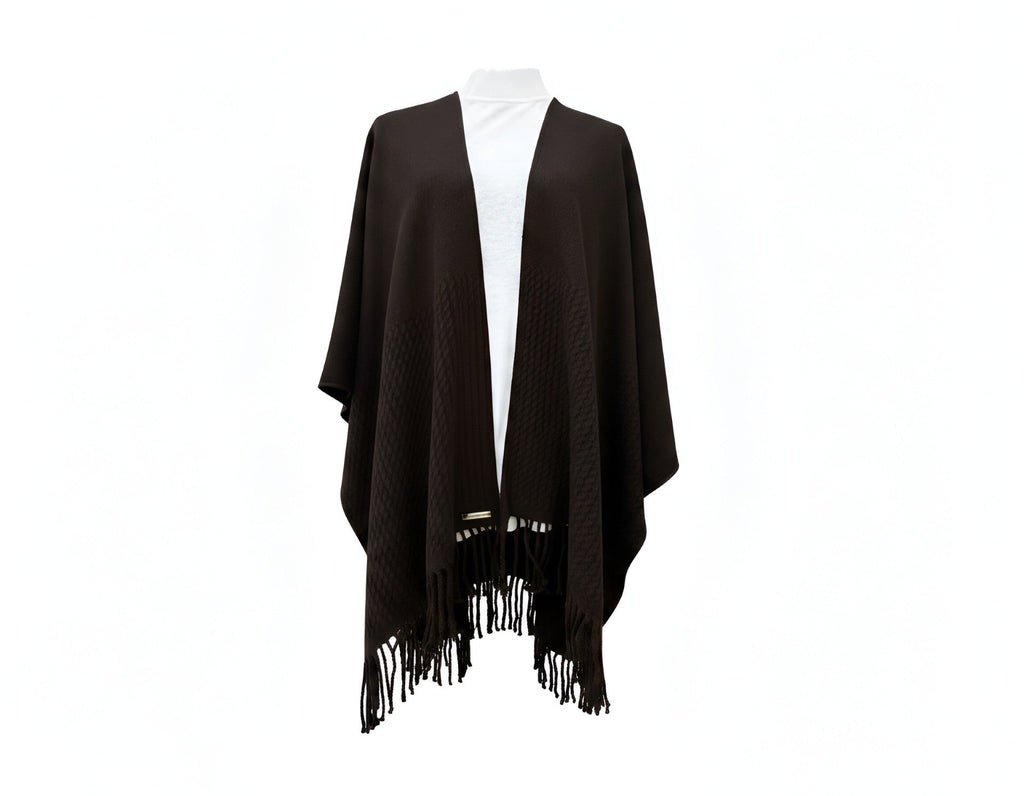 Signature Line Shawl Wrap - Black