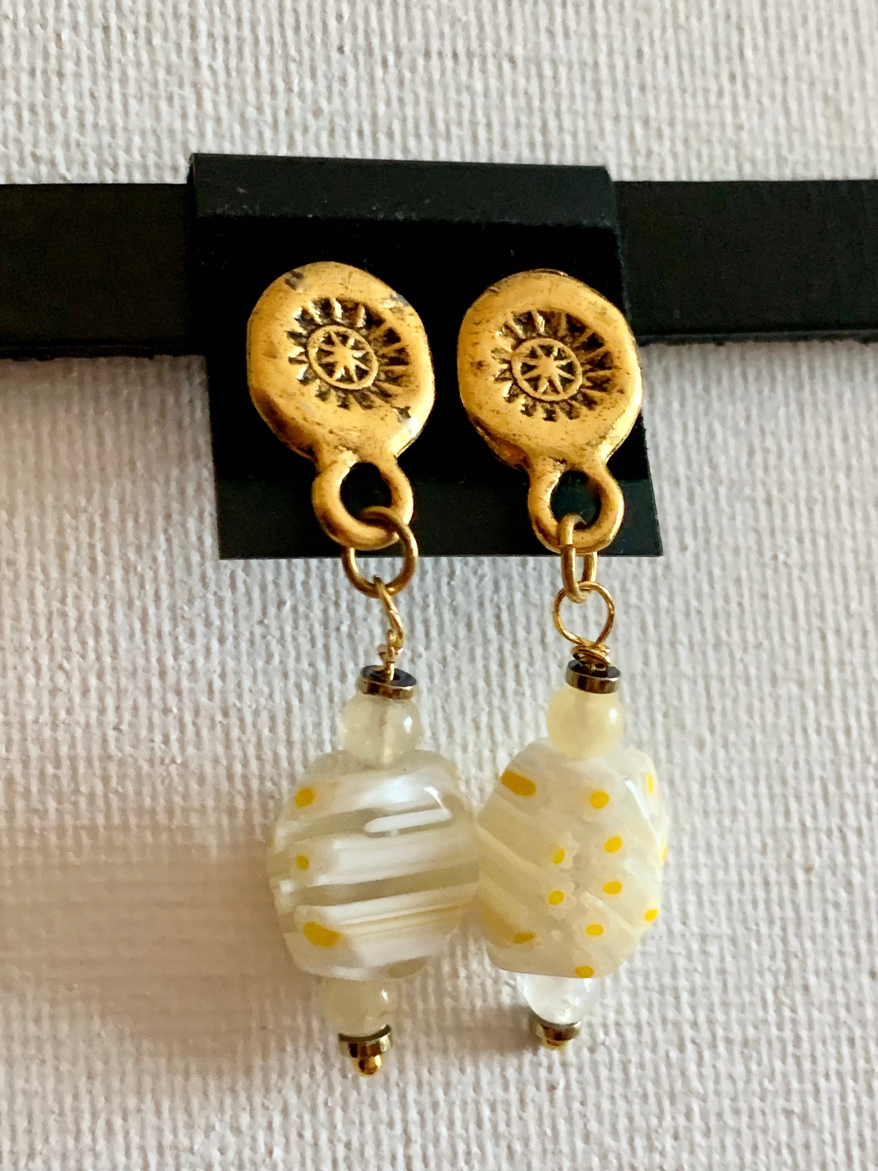 Sunshine Handmade Citrine, Millefiori Glass, and Hematite Earrings