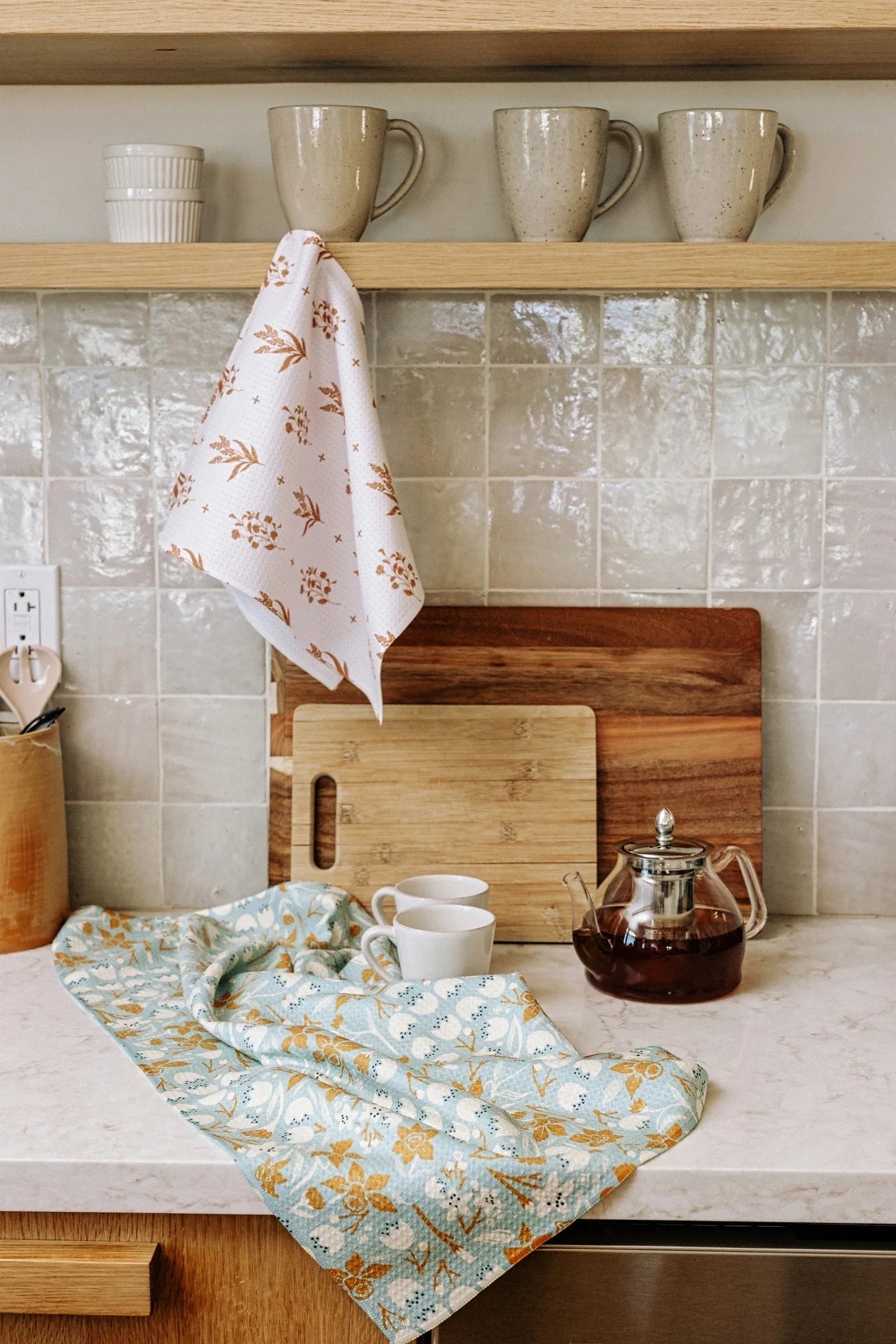 Midnight Flannel Geometry Tea Towel