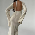 Vanilla Kiss Ivory Cloud-Knit Open Back Maxi Dress