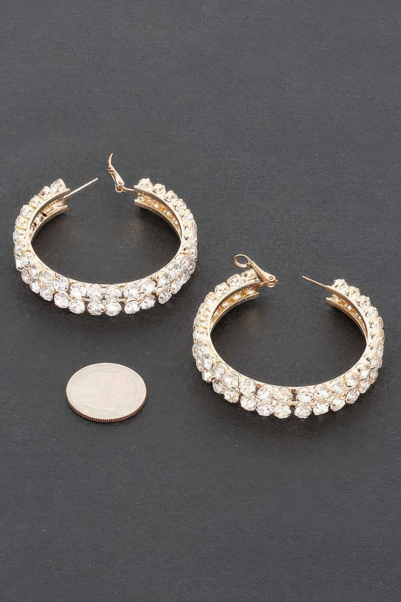 Double Layered Rhinestones Hoops