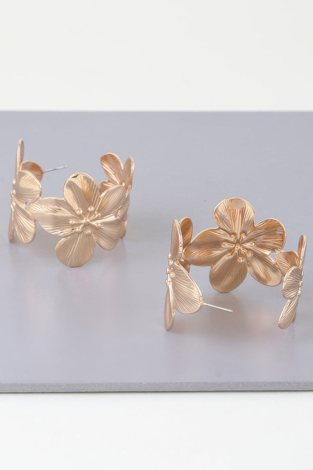 Gold Floral Hoop Earrings