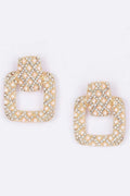 Rectangle Link Faux Pearlrhinestonedangle Earrings
