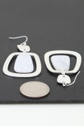 Modern Stone Frame Drop Earrings