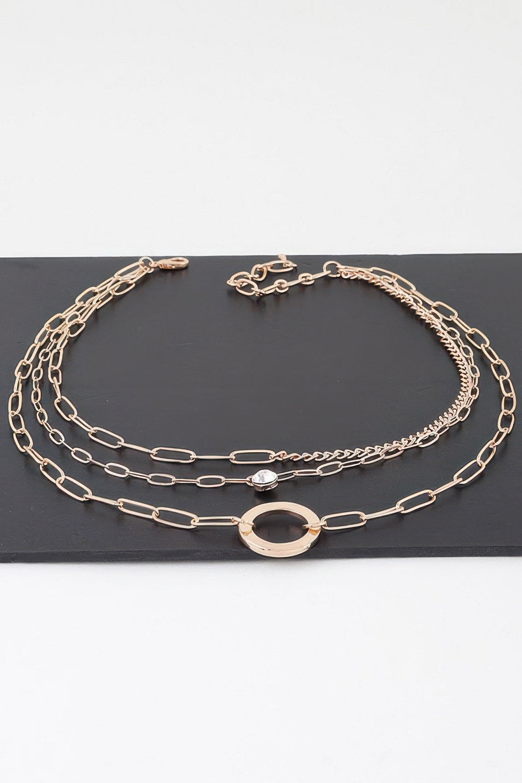 Multilayer Lin Chain Ring Necklace