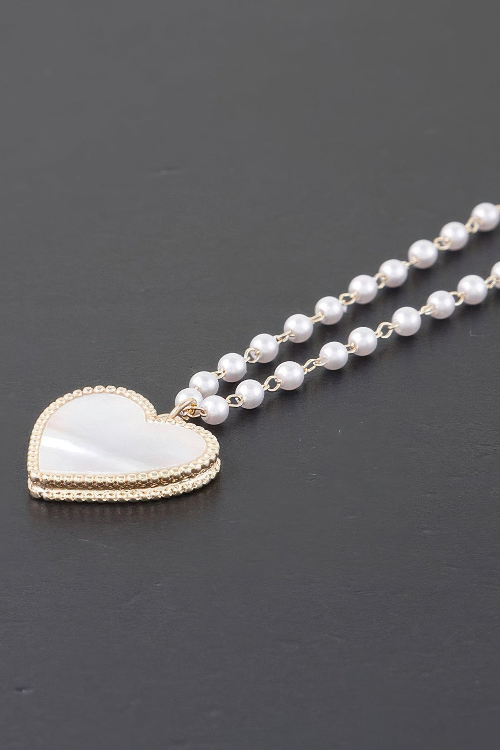 Pearled Marble Heart Necklace