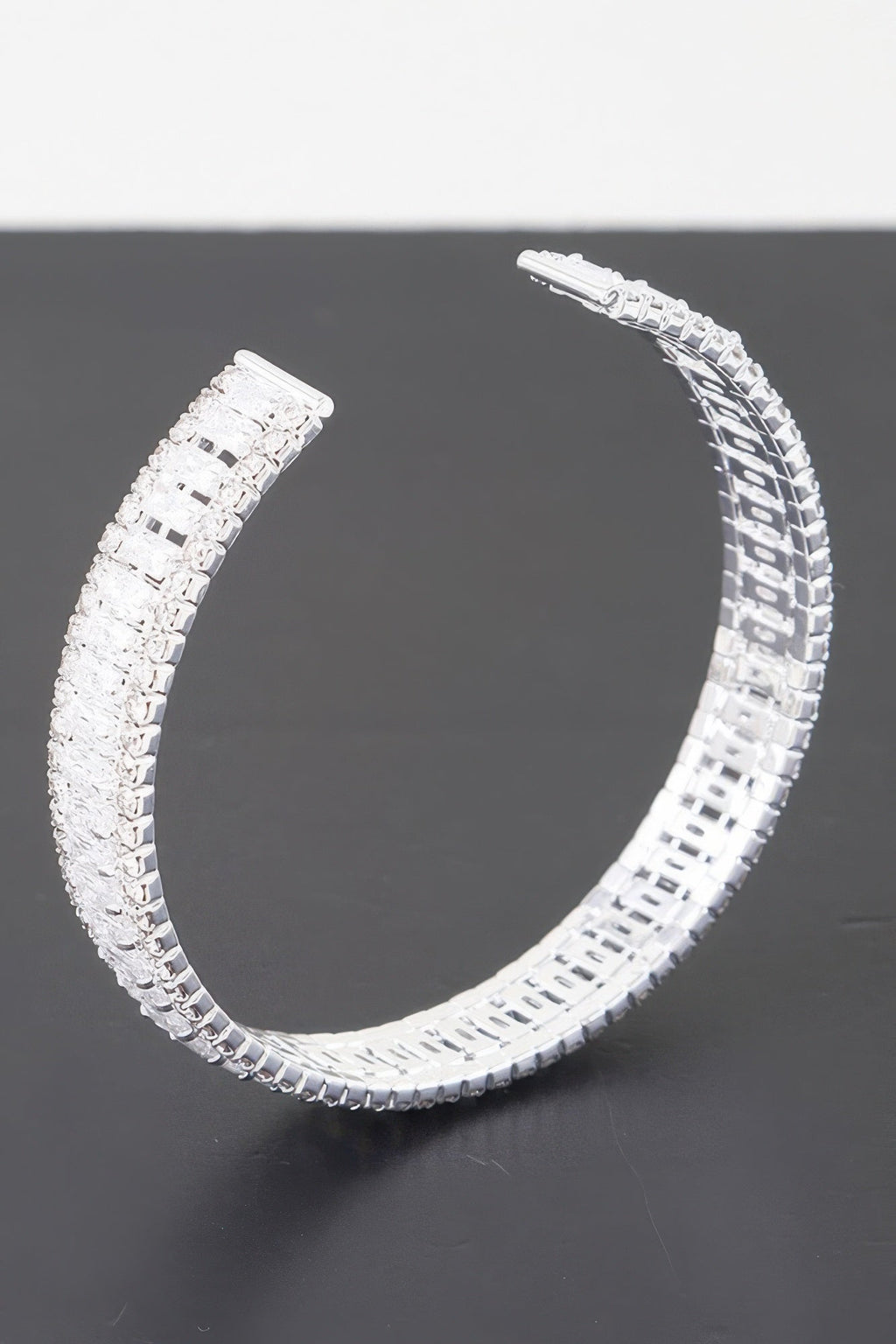 Wide Cubic Zirconia Cuff Bracelet