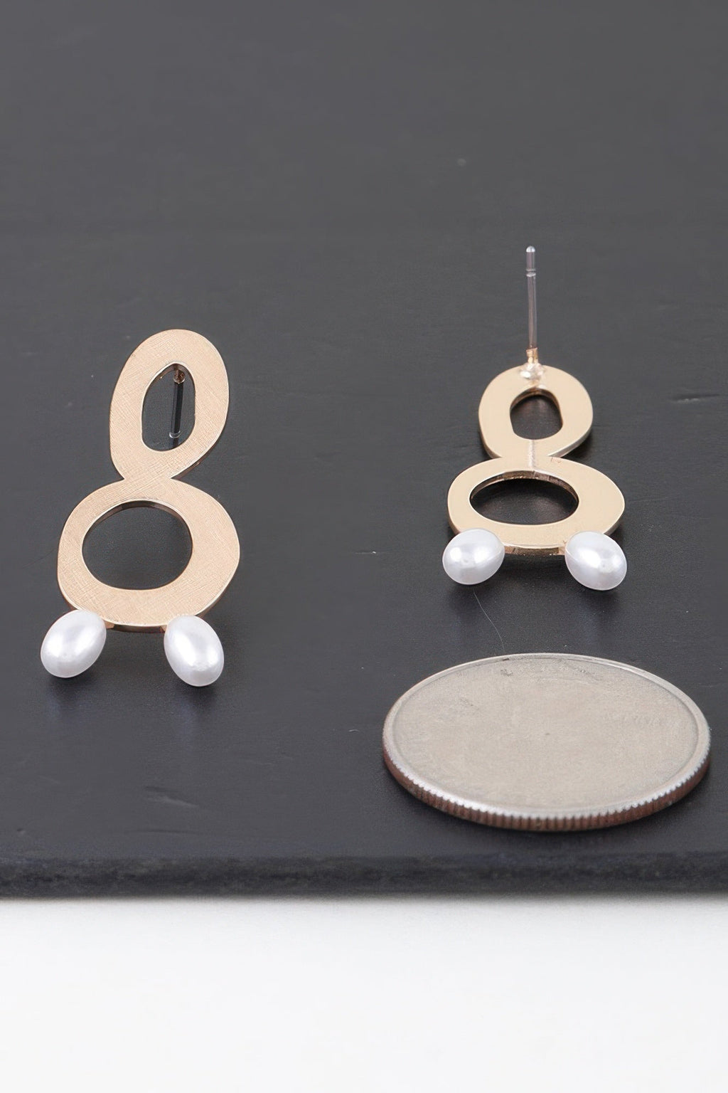 Open Abstract Pearl Drop Earrings