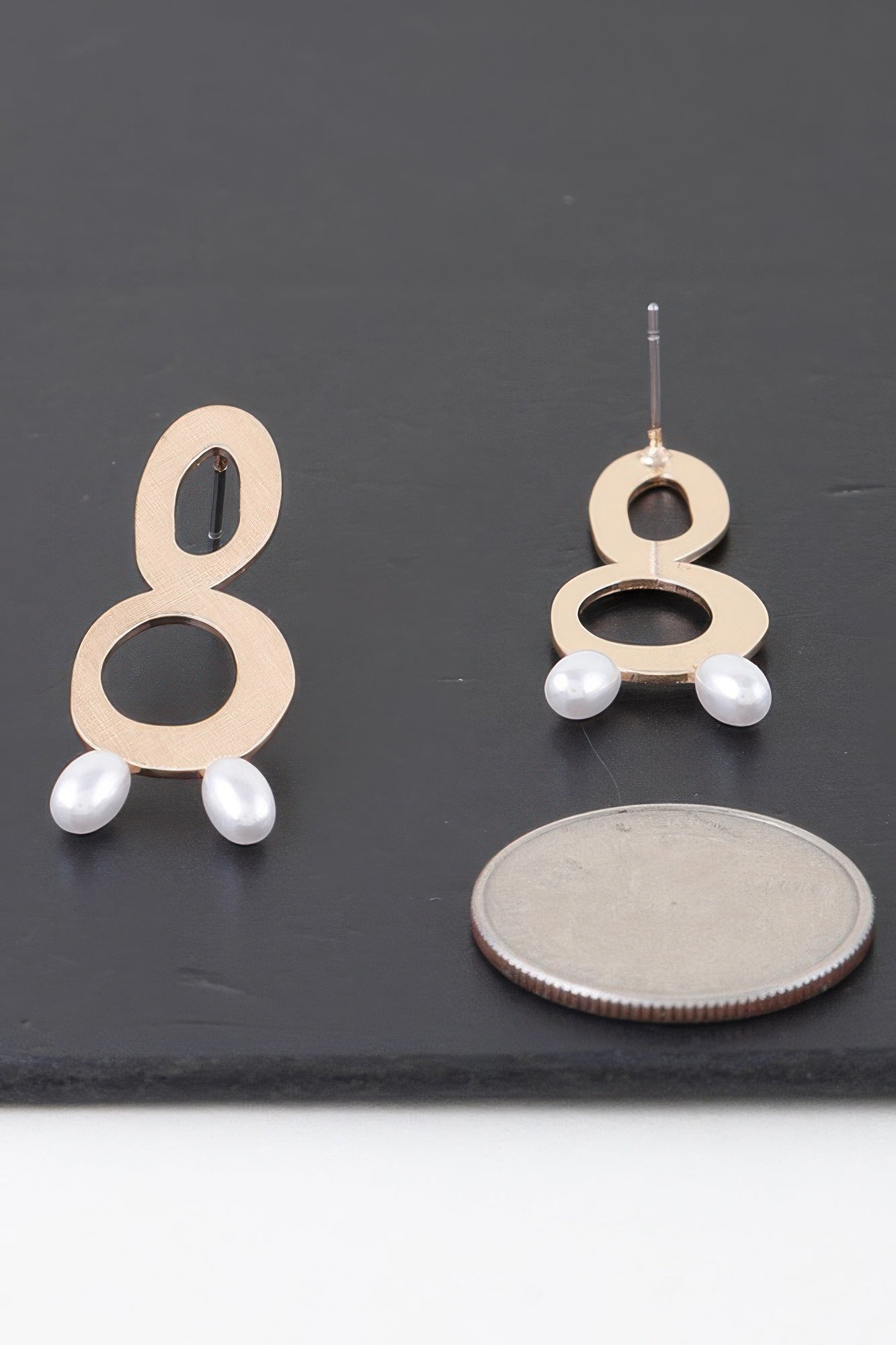 Open Abstract Pearl Drop Earrings