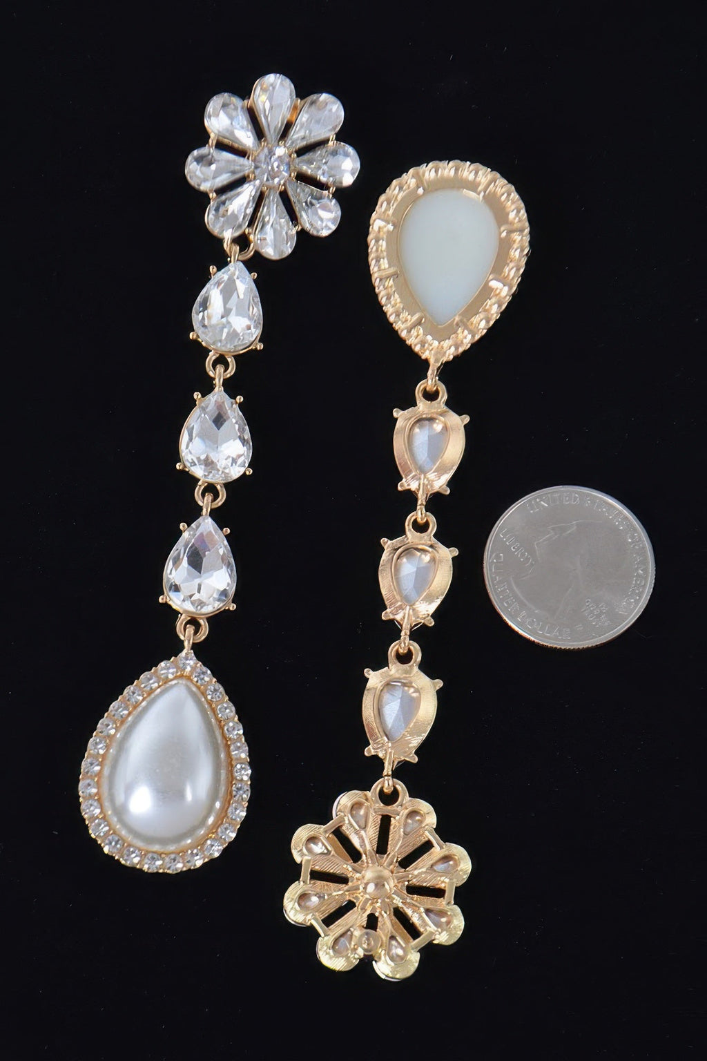 Pearl Rhinestone Drop Earring