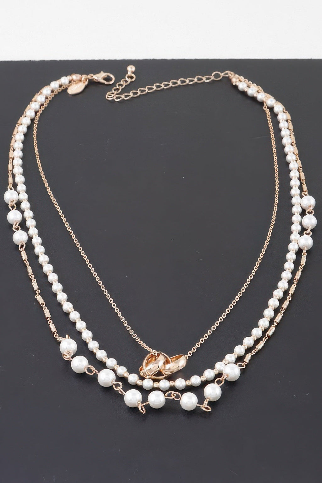 Triple Ring Beaded Necklace