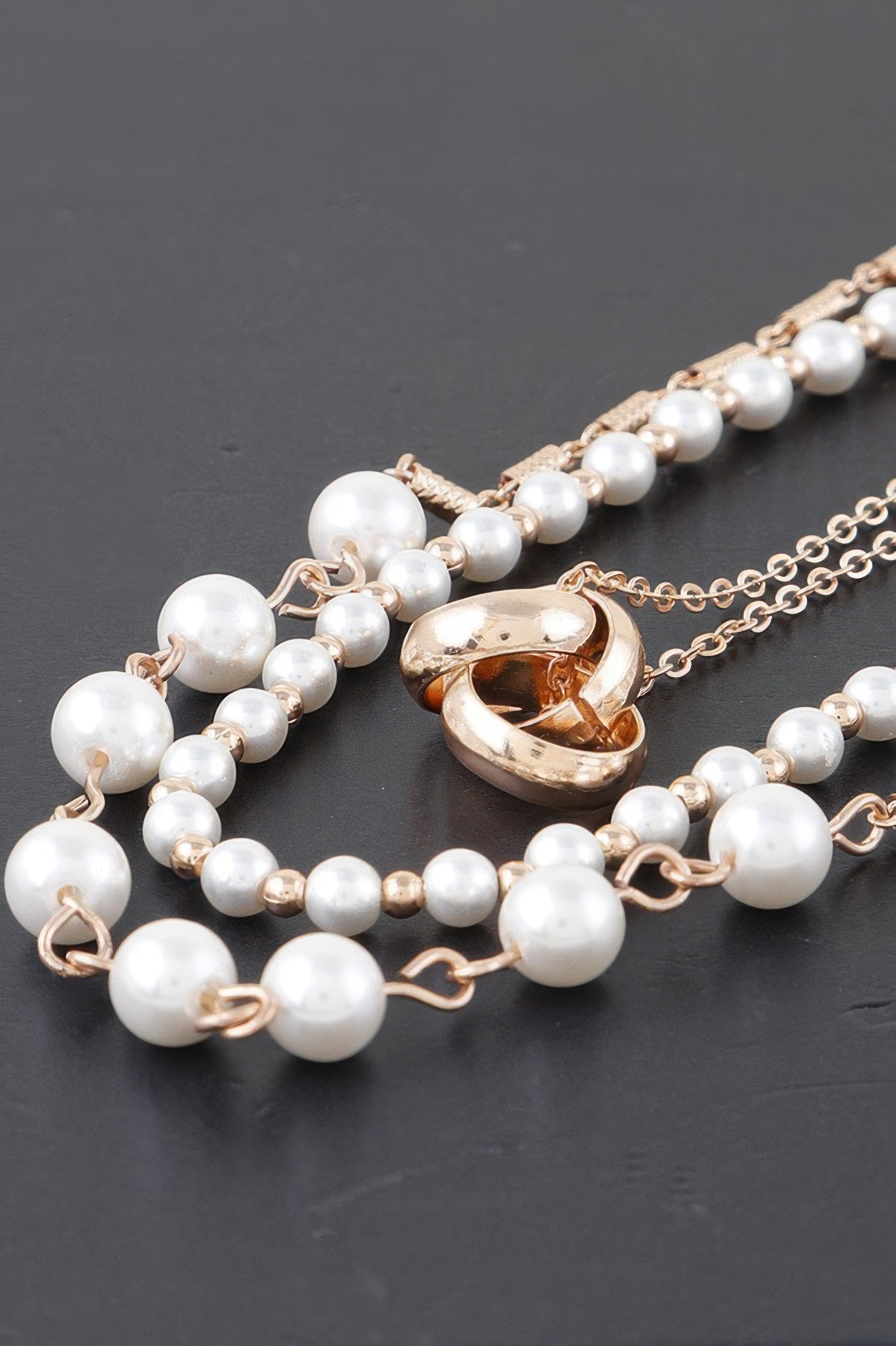 Triple Ring Beaded Necklace