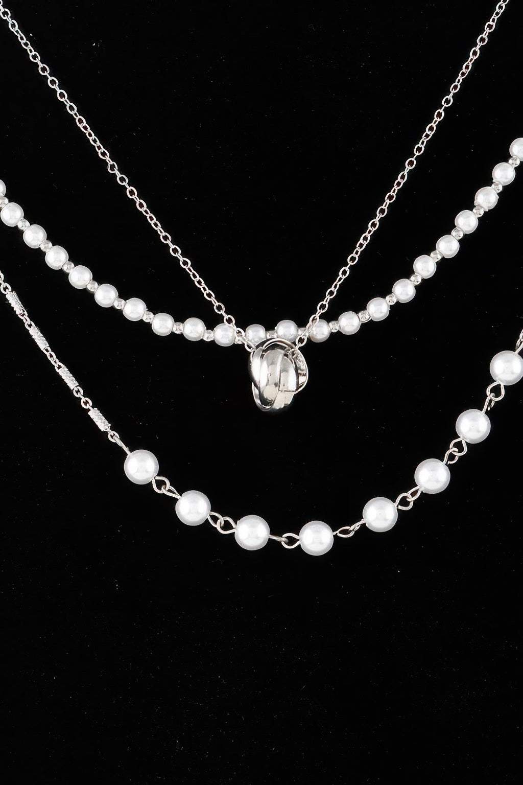 Triple Ring Beaded Necklace