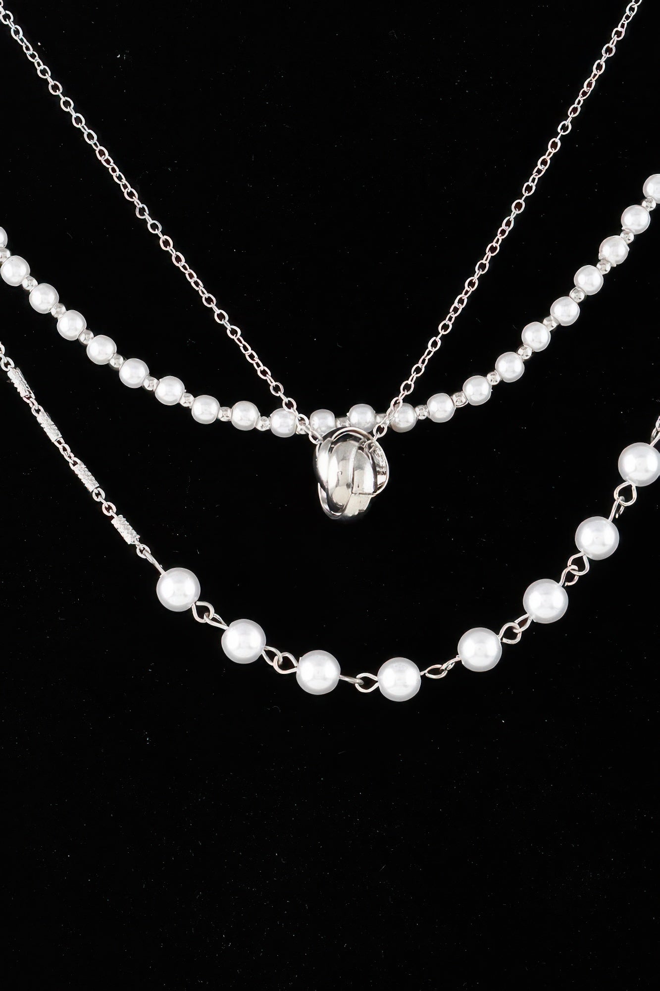 Triple Ring Beaded Necklace