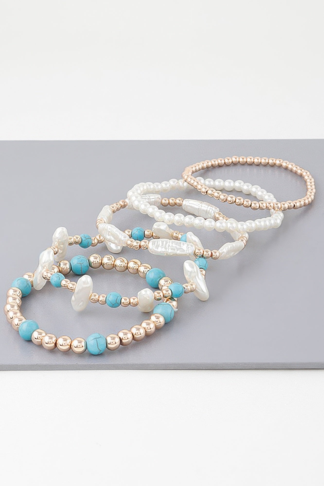 Multi Stone N Pearl Beaded Bracelet