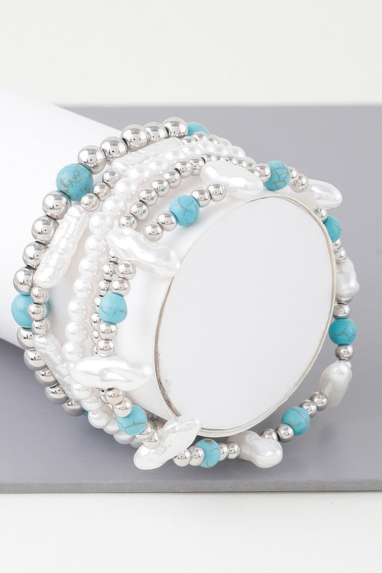 Multi Stone N Pearl Beaded Bracelet