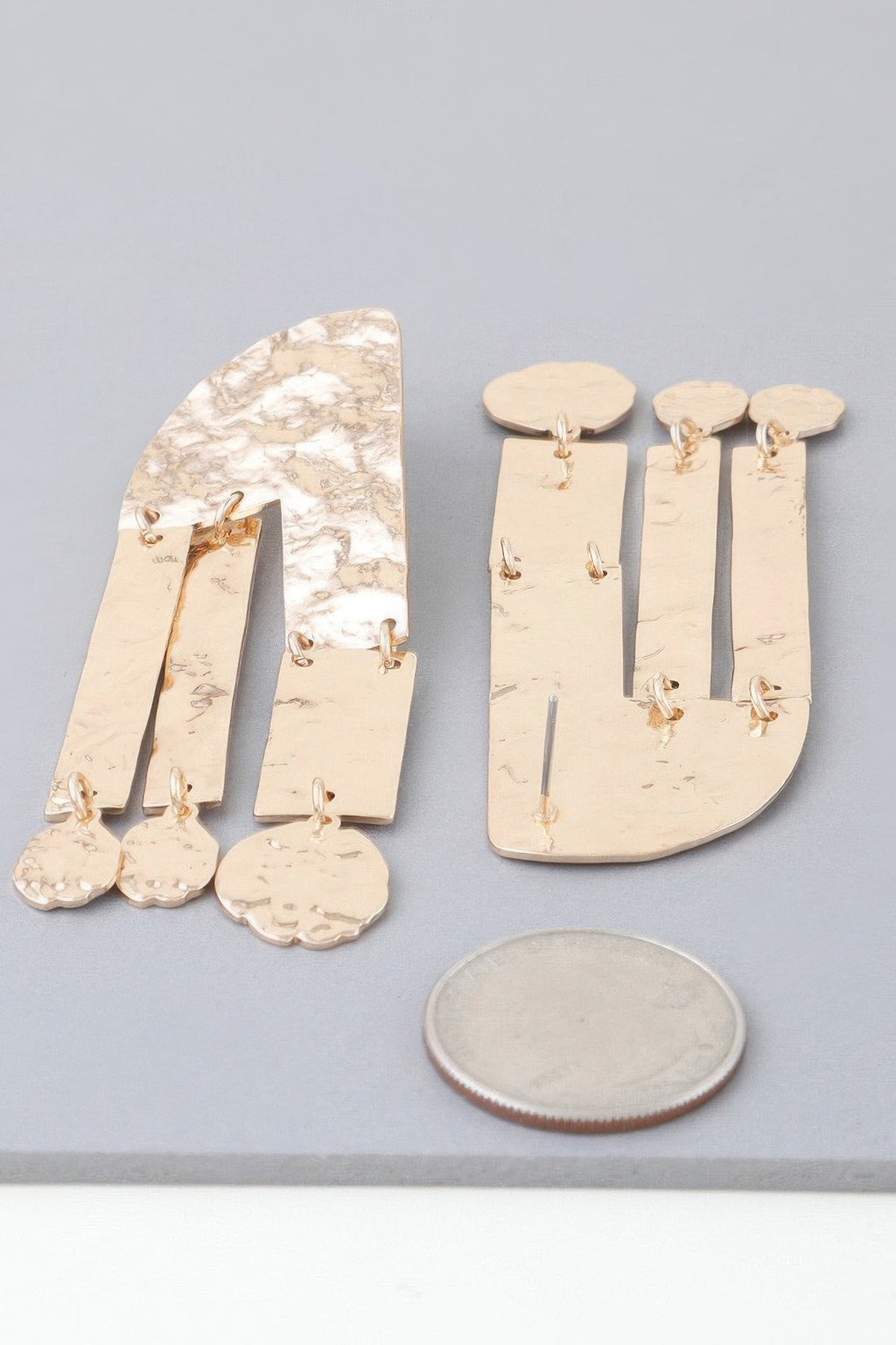 Shiny Hammered Drop Earrings