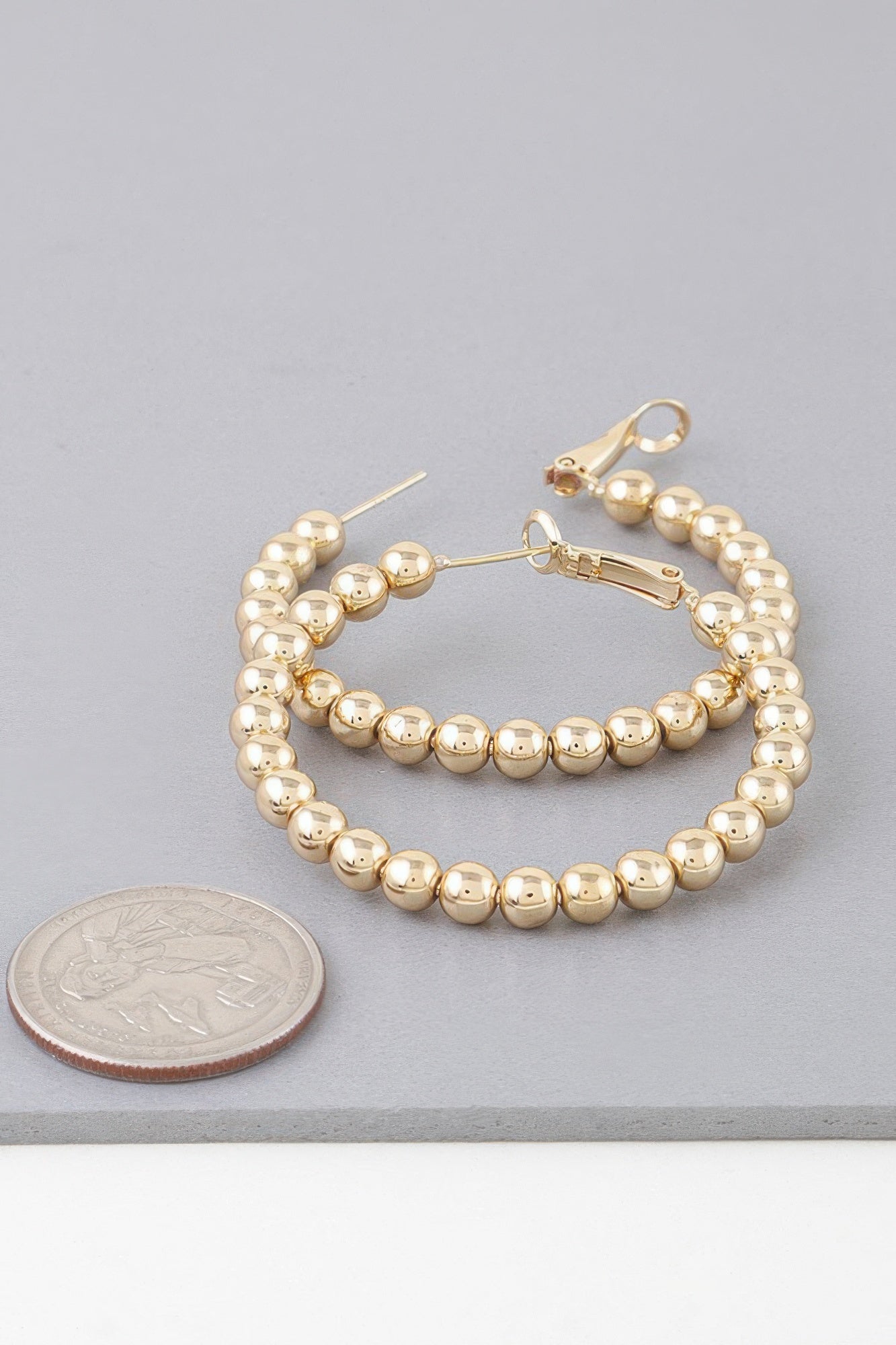 Shiny Beaded Hoop Earrings
