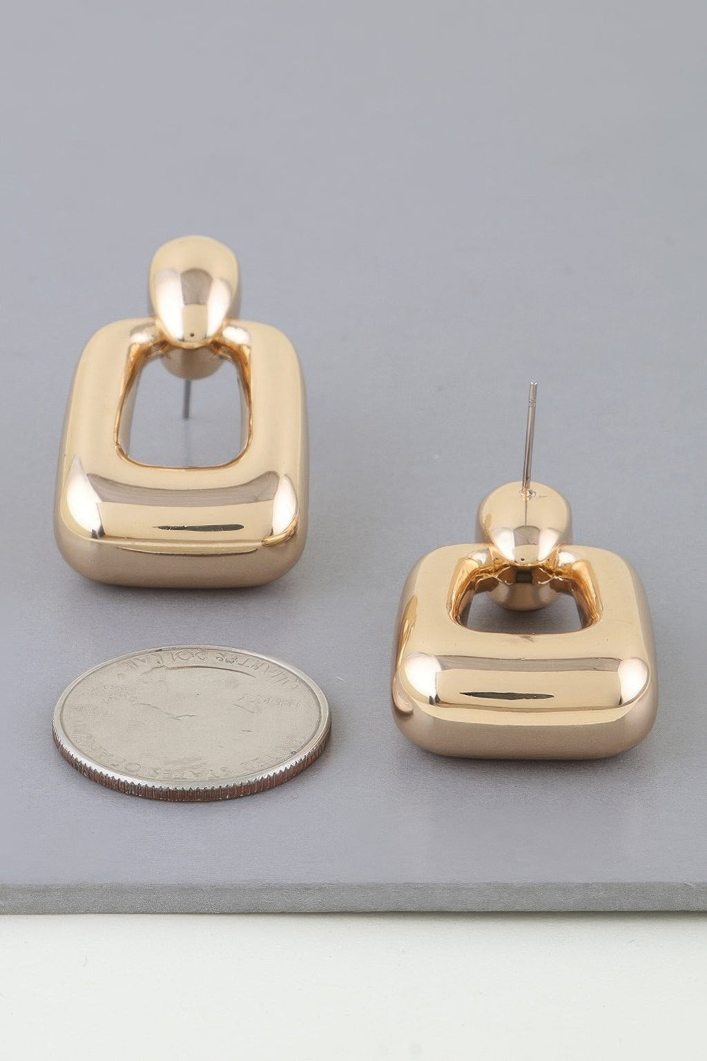 Shiny Modern Frame Drop Earrings