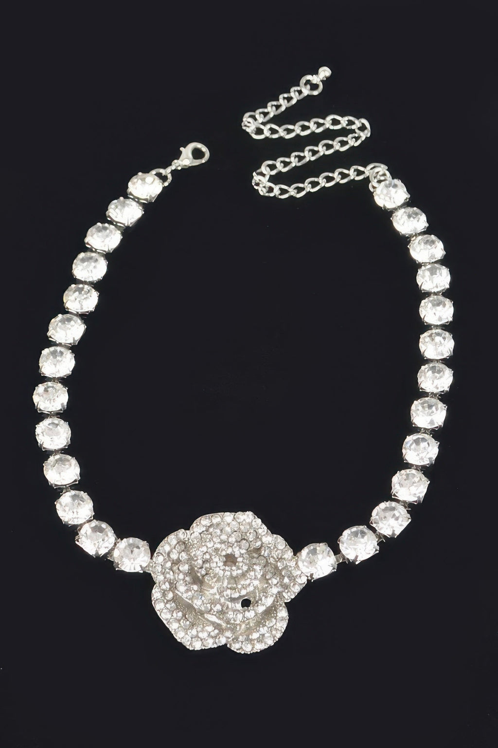 Rhinestone Flower Choker