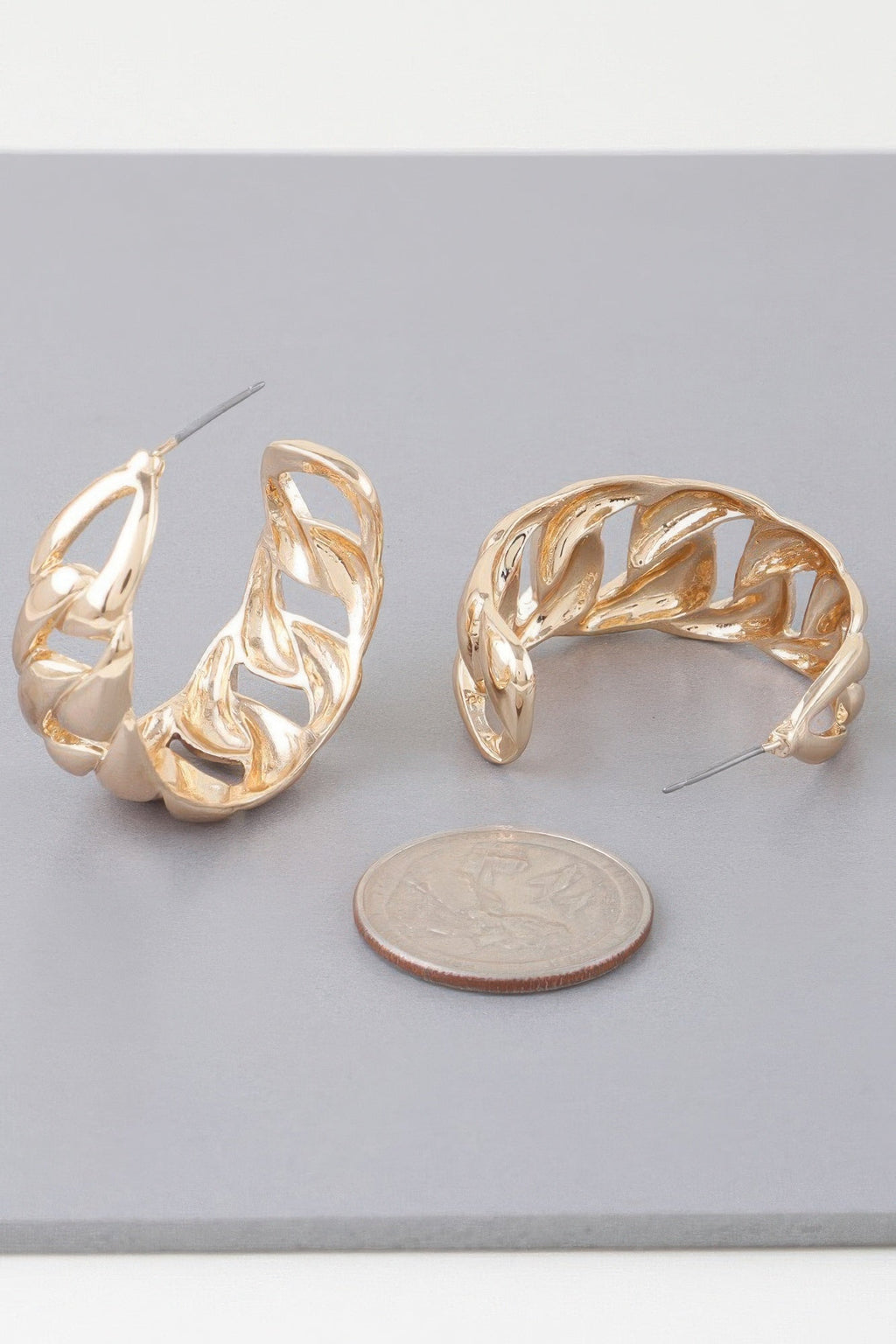 Curb Braid Chain Hoop Earrings