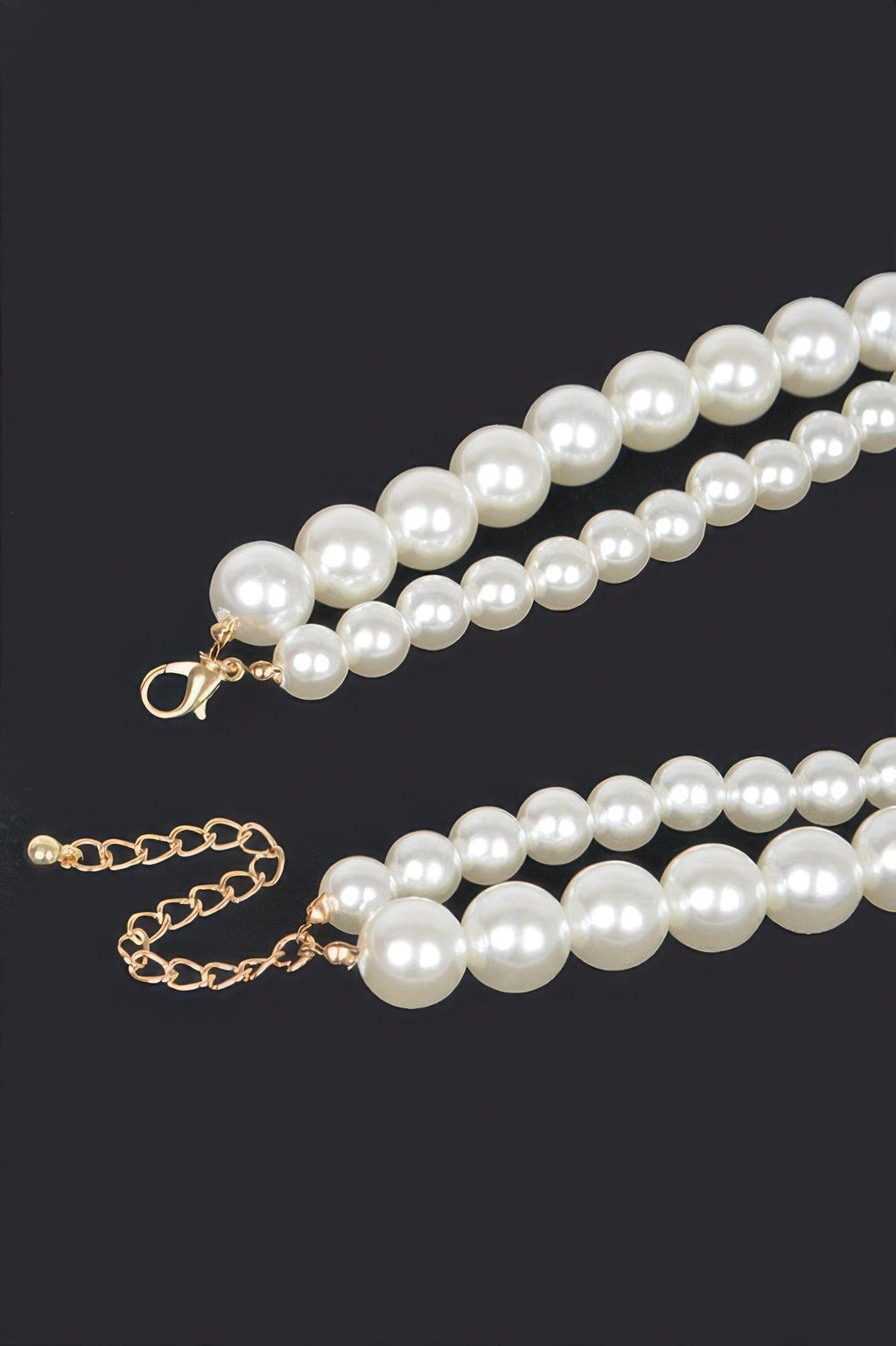 Multi Size Faux Pearl Double Layered Necklace