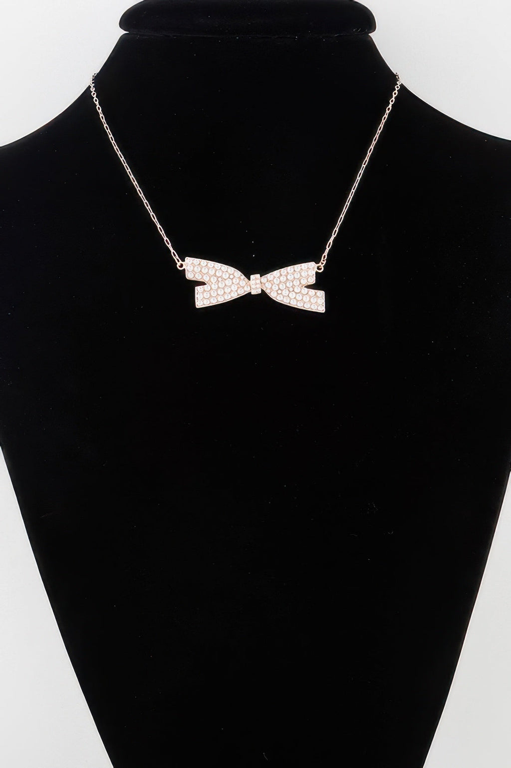 Faux Pearl Bow Necklace