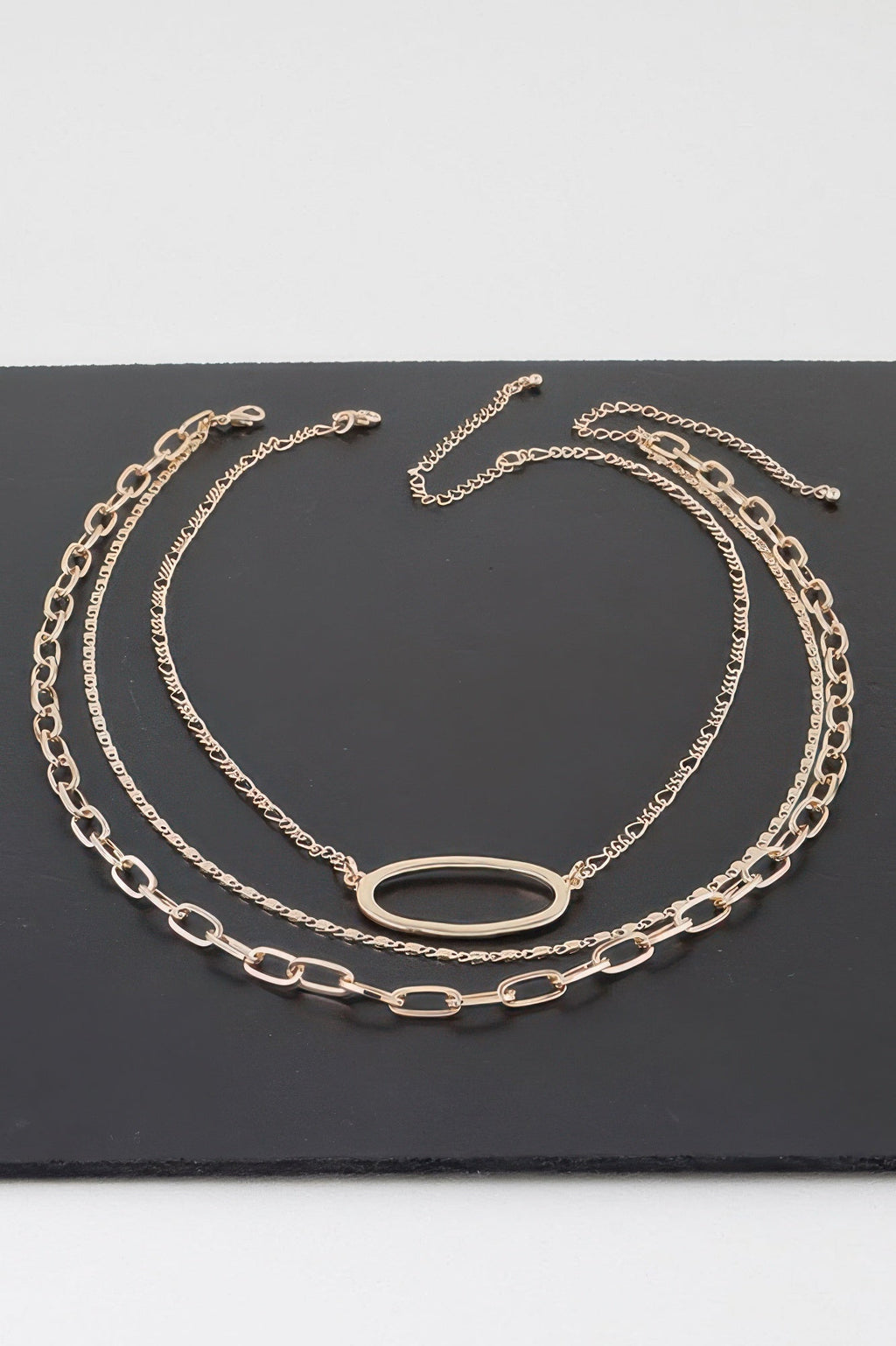 Triple Open Oval Chain Necklace