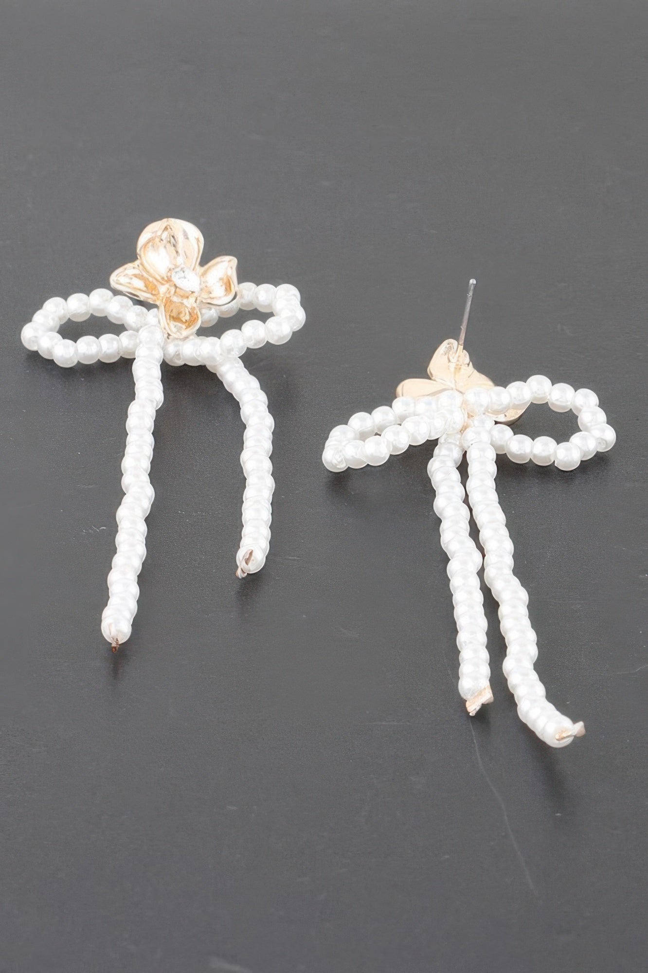 Delicateshiny Bejeweled Flower Pearlribbonearrings
