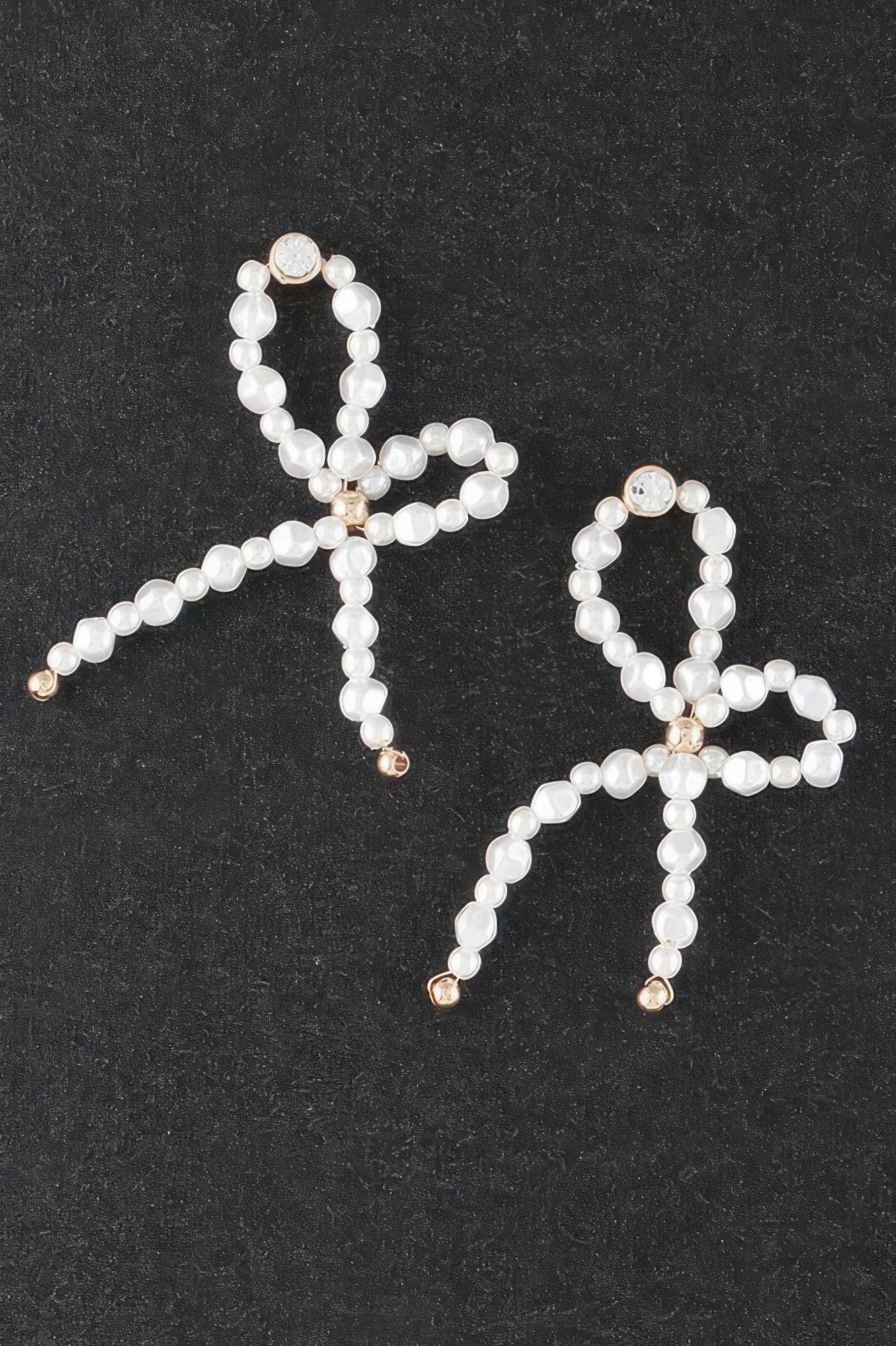 Pearl Stone Ribbon Earrings