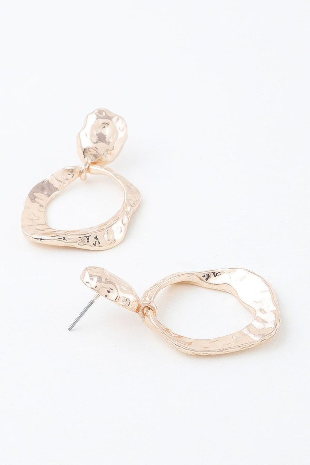 Double Hammered Open Disc Drop Earrings