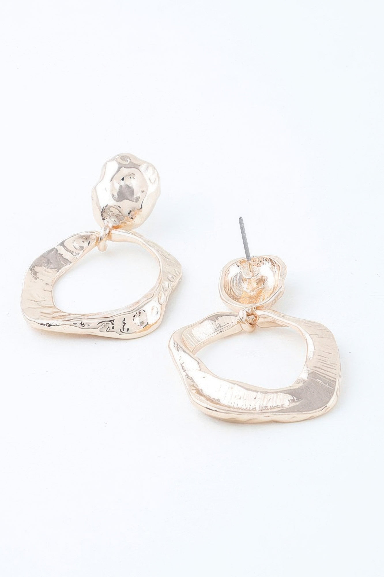 Double Hammered Open Disc Drop Earrings