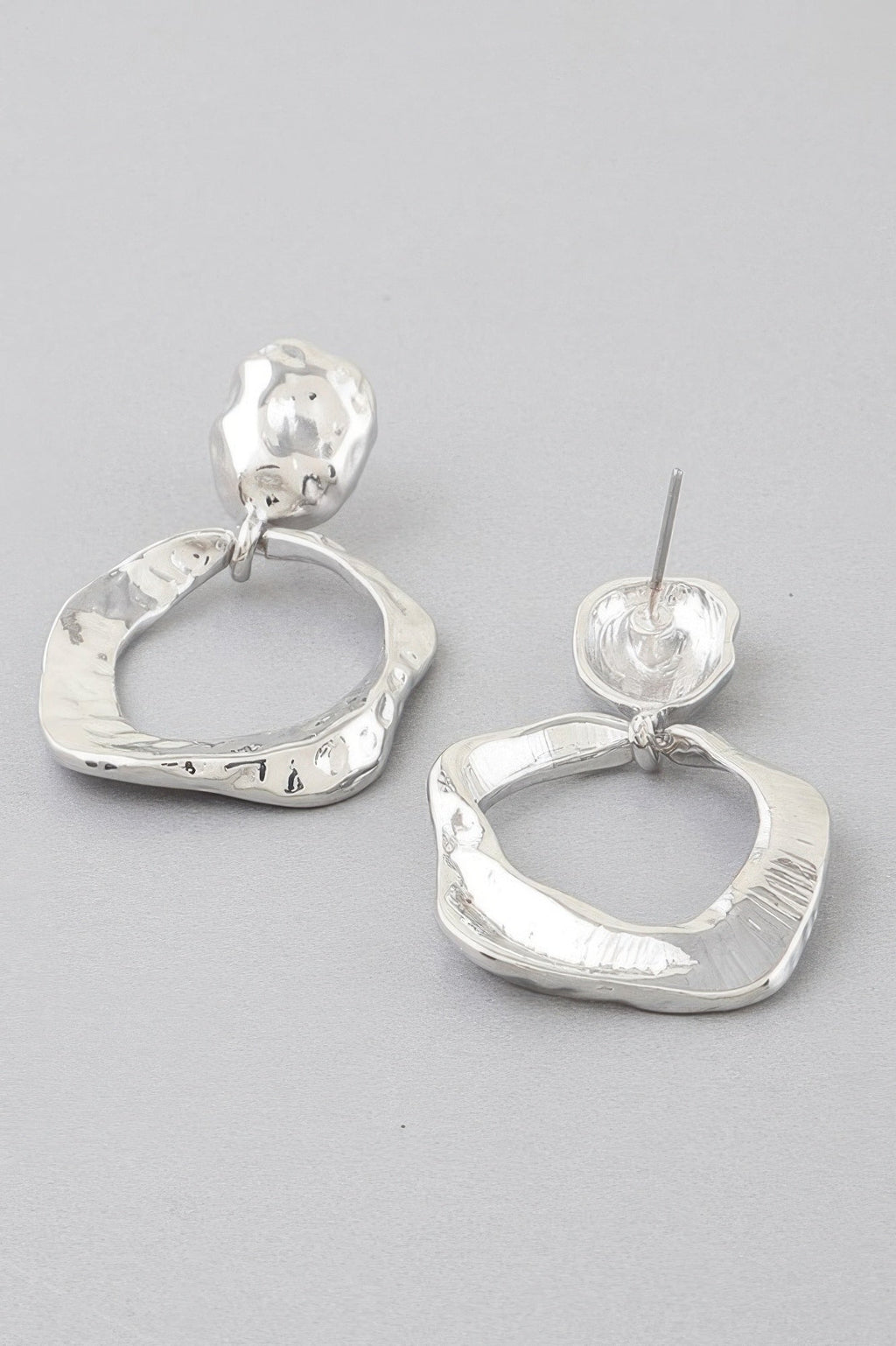 Double Hammered Open Disc Drop Earrings