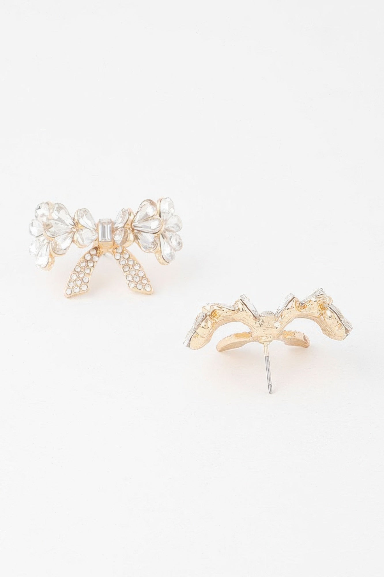 Crystal Teardrop Ribbon Earrings