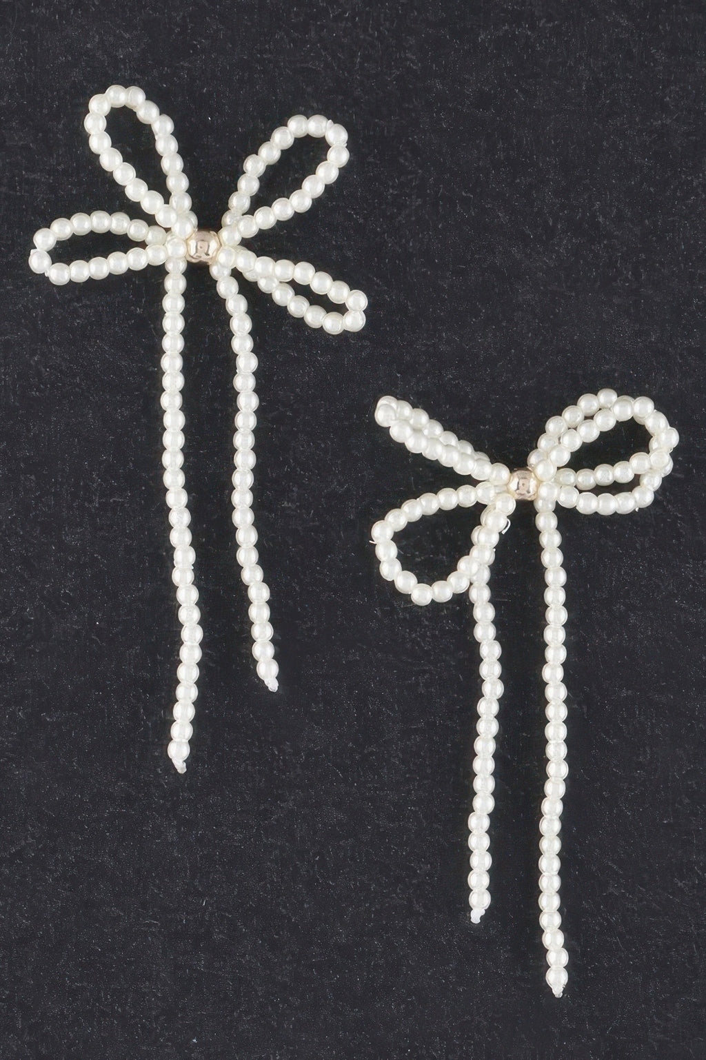 Double Pearl Ribbon Drop Earrings
