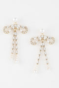 Crystal Pearl Ribbon Earrings