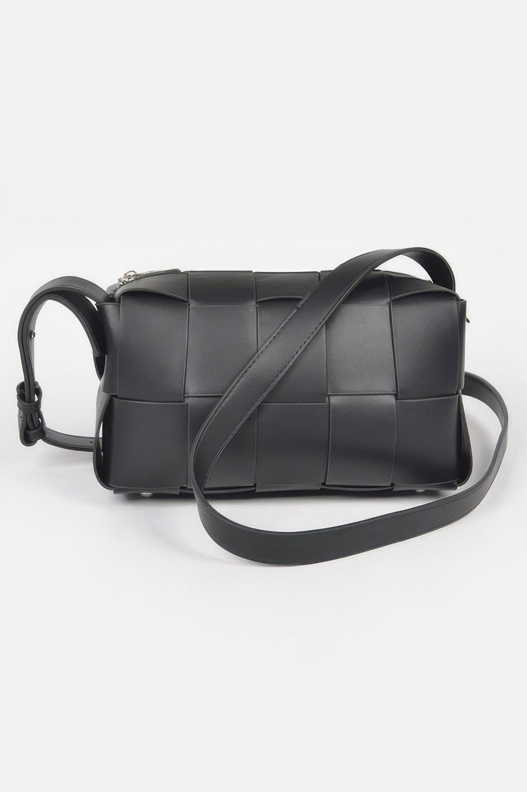 Faux Leather Braided Zip Bag