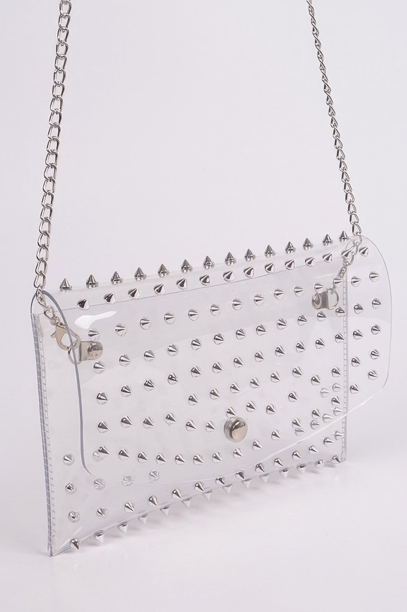 Multi Stoned Cross Body Chain Strap Visible Clutch