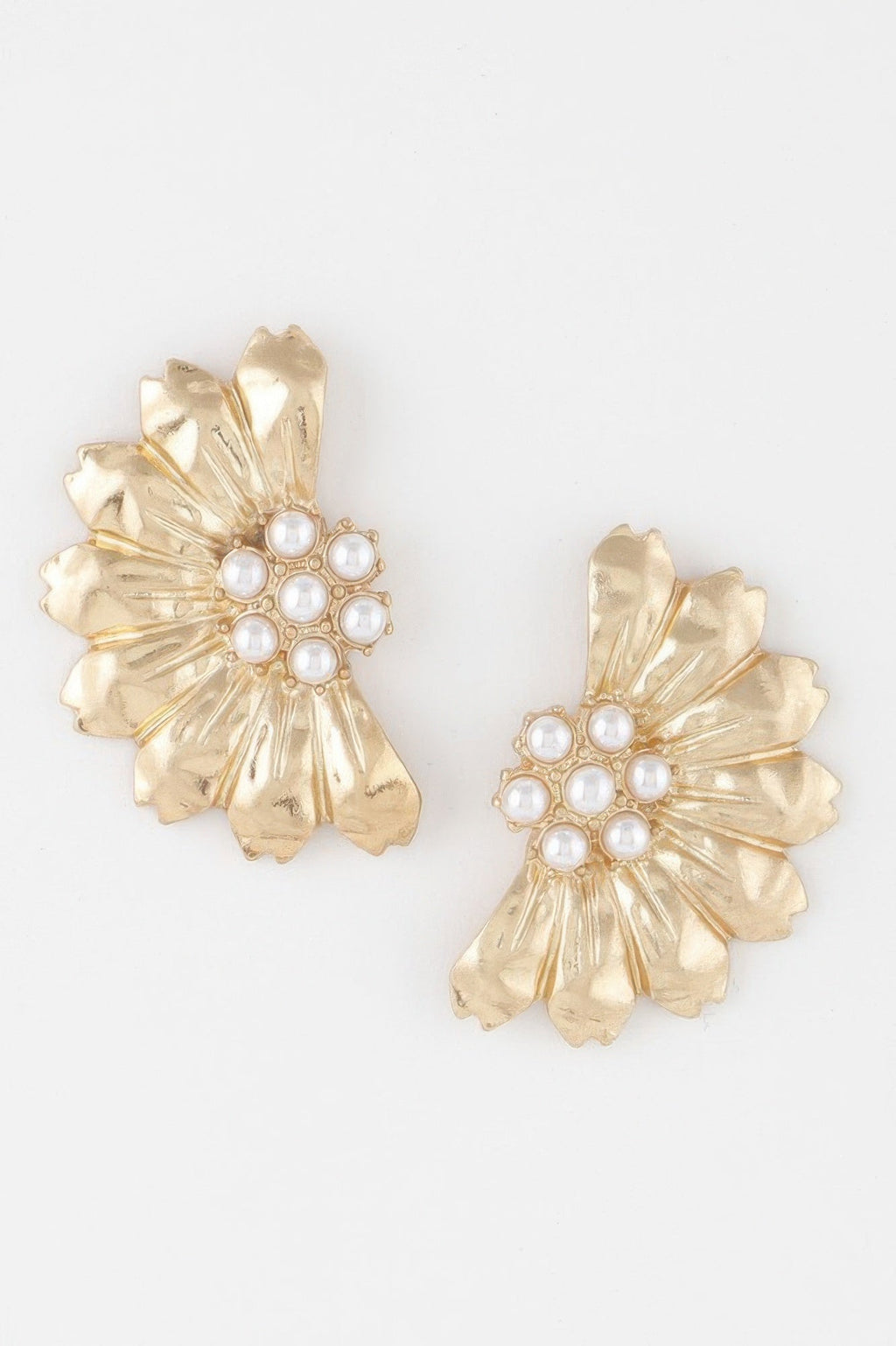 Pearled Half Flower Earrings