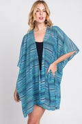Multi Color Stripe Crochet Open Front Cover-up